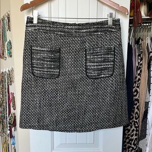 LOFT Black and White Textured A-Line Skirt